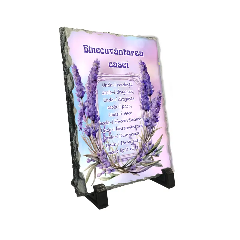 Binecuvântarea casei, piatra ardezie personalizata, cu mesaj model, pa139